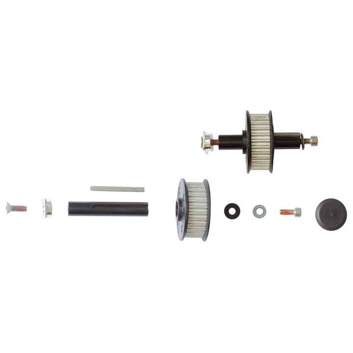 Poulie moteur + arbre + clavette + visserie pour Kit Fermod 5000 CE